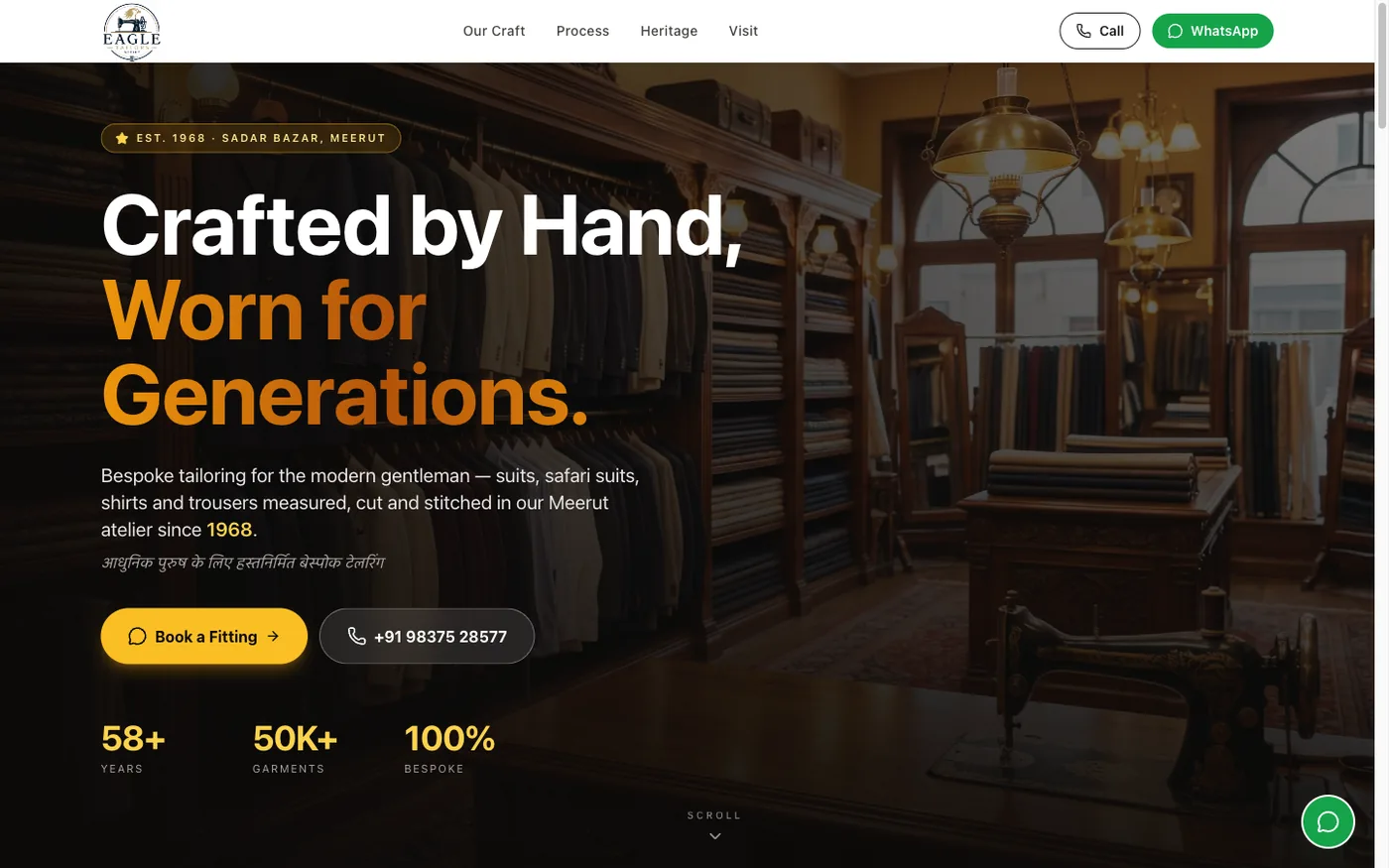 eagletailors.com public homepage on desktop